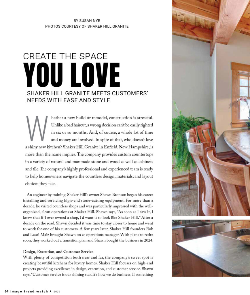 Article about Shaker Hill Granite in Trendwatch Magazine