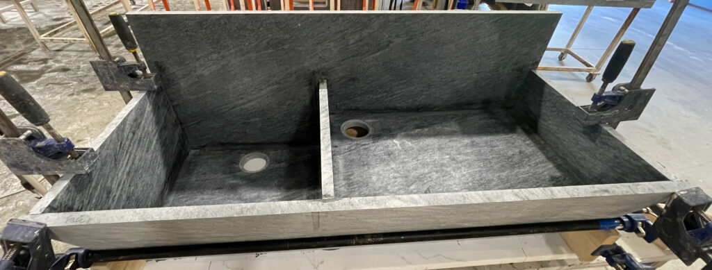 large custom soapstone kitchen sink