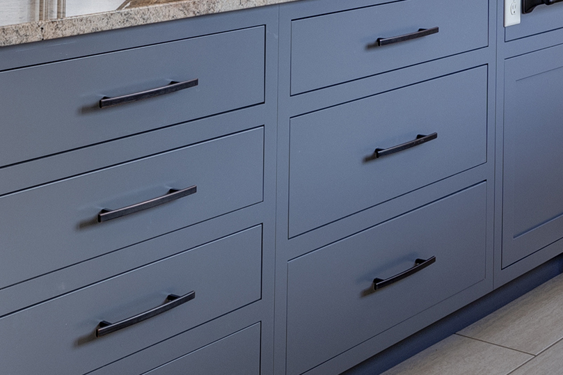 closeup of blue Framed Inset cabinetry